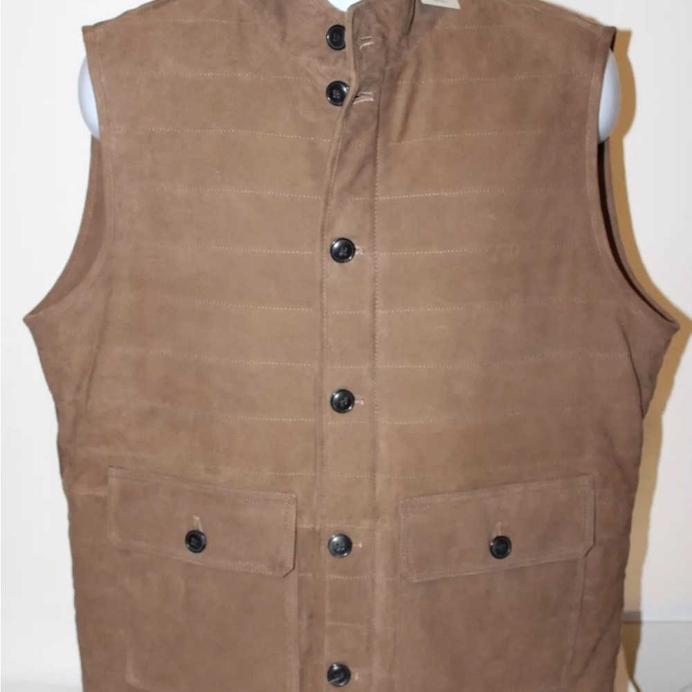 Peter Millar Brown Suede Button-Front Vest